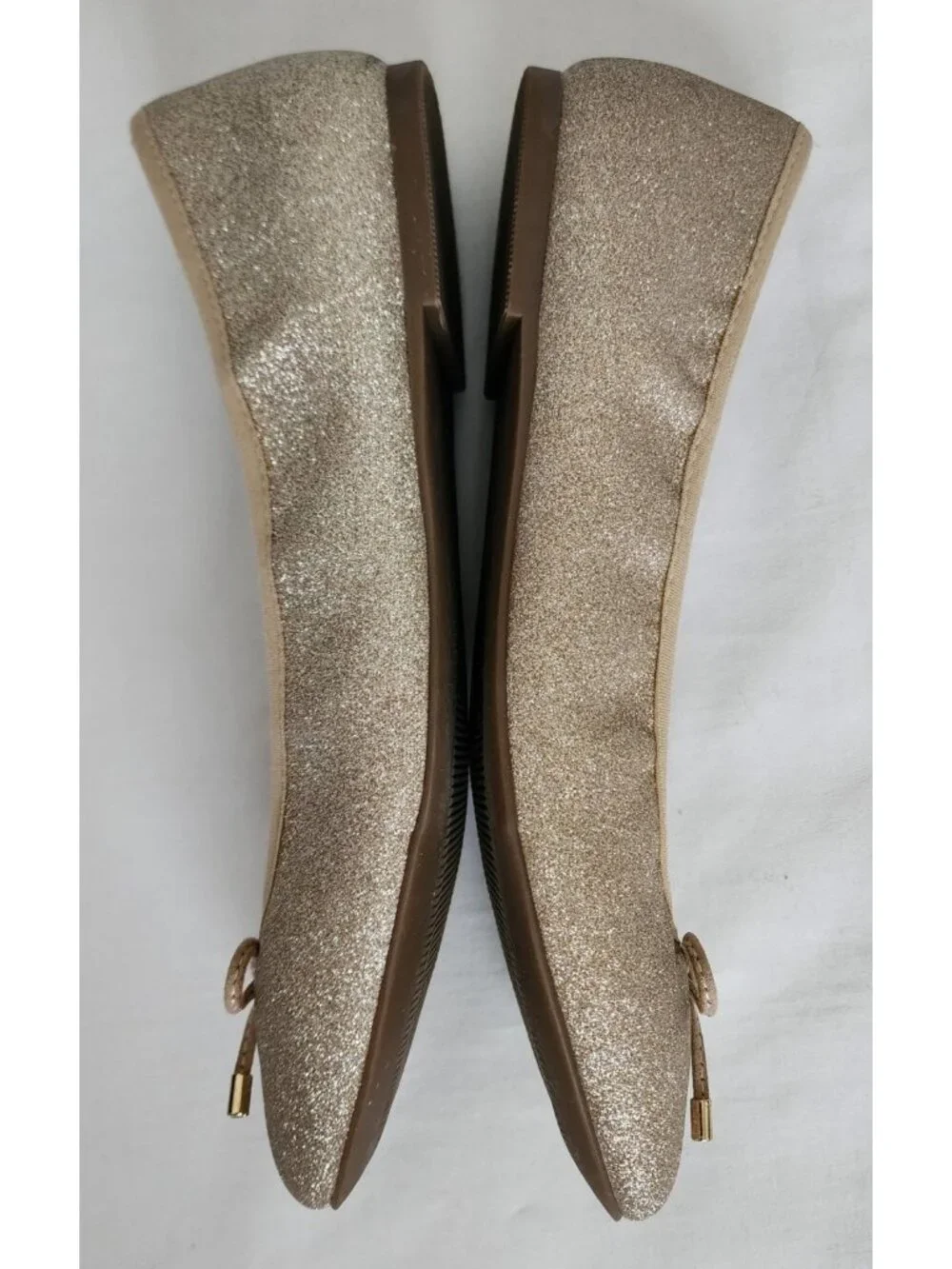 Xappeal Women's Gold TINE Classic Round Toe Bow Ballet Flat Shoes Size 10M